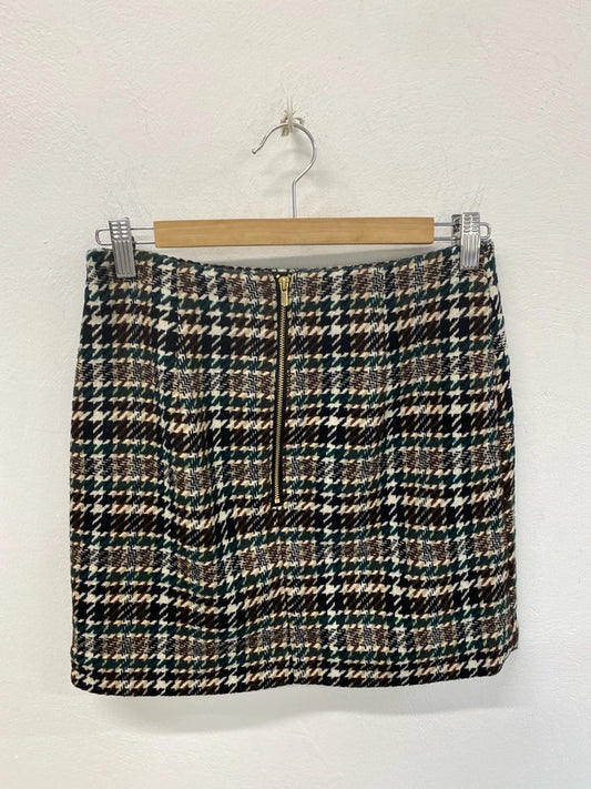H&M Chic Earthy Tones Houndstooth Mini Skirt UK 8 CF002