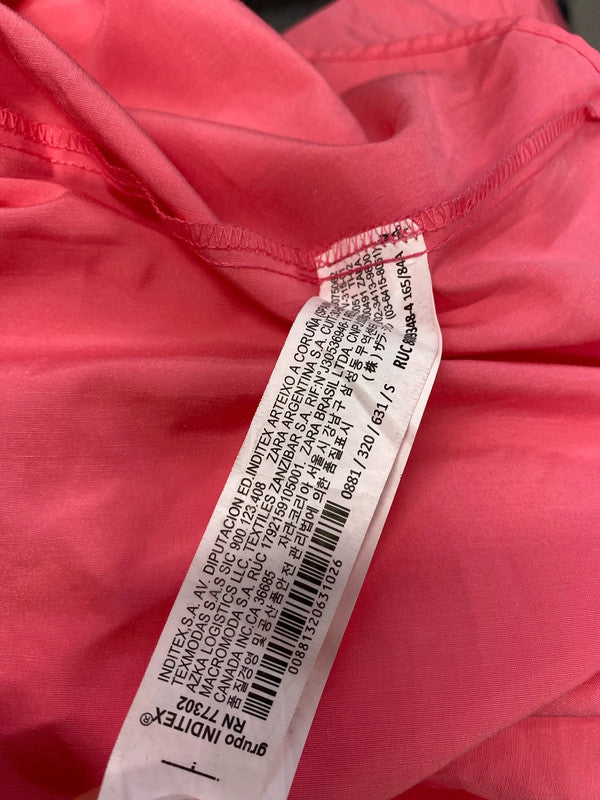 Stunning Zara pink tiered smock maxi dress cerise pink UK S KS002