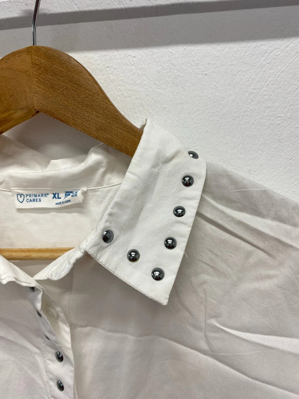 Fabulous Bright white studded Primark western oversized shirt Uk14/16 CR002