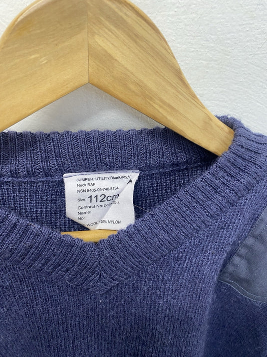British Royal Air Force Blue RAF Jumper Issued - V Neck 112cm JC008