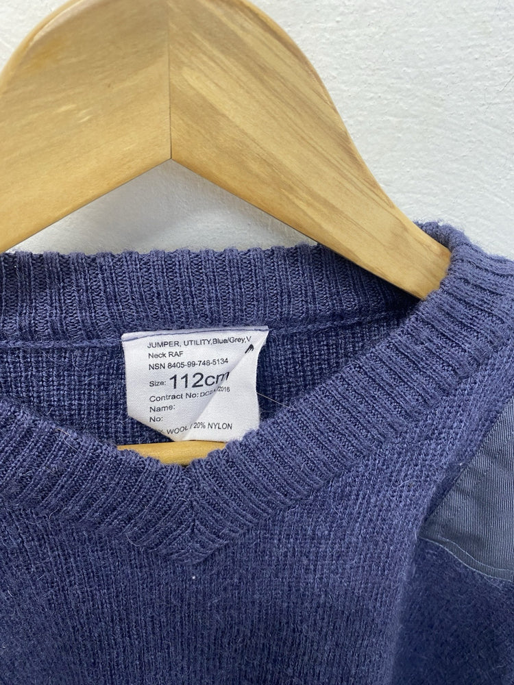 British Royal Air Force Blue RAF Jumper Issued - V Neck 112cm JC008