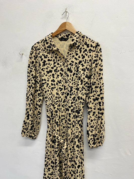 Lovely F&F leopard print shirt tie dress UK 16 JB005