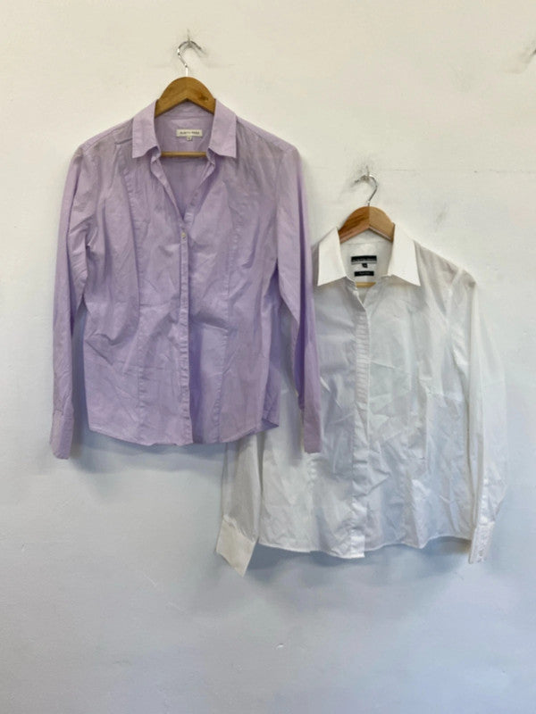 Fab duo of Austin Reed formal office wear shirts Uk14 lilac white #4 KM005