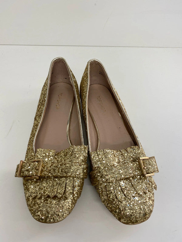 Fabulous Gold Glitter loafters by Topshop Uk7 EUR40 JH001