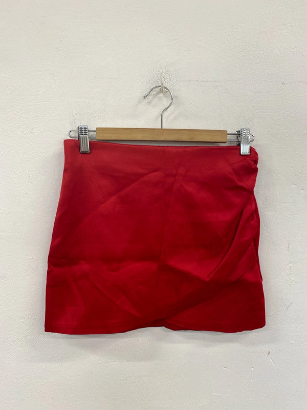 Zara Fabulous Red Satin Asymmetric Mini Skirt Size XS SD002
