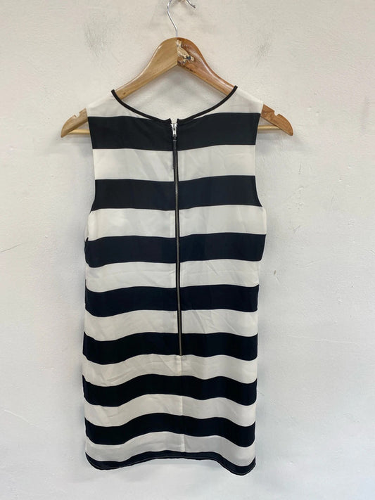 Oasis Chic Black & White Stripe Mini Dress UK 12 NN001