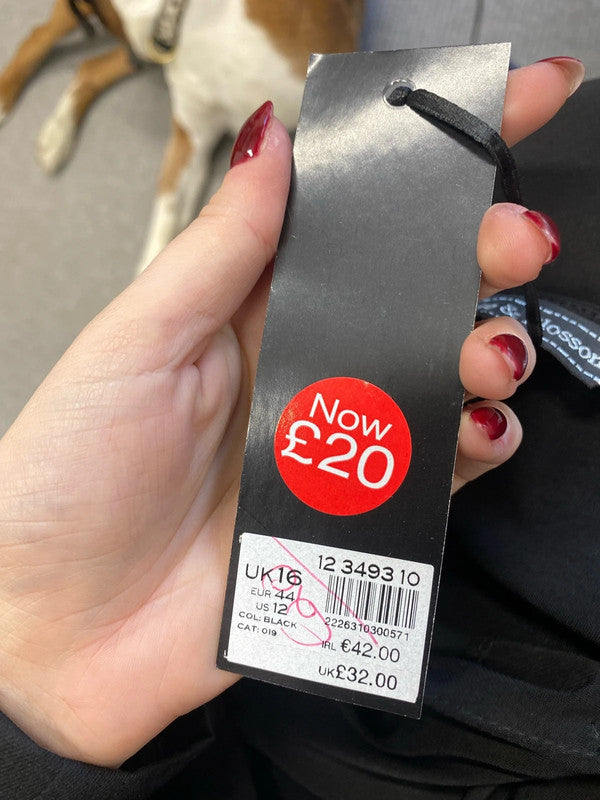 Lovely billie & blossom black flare midi gold cuff dress UK 16 AO001