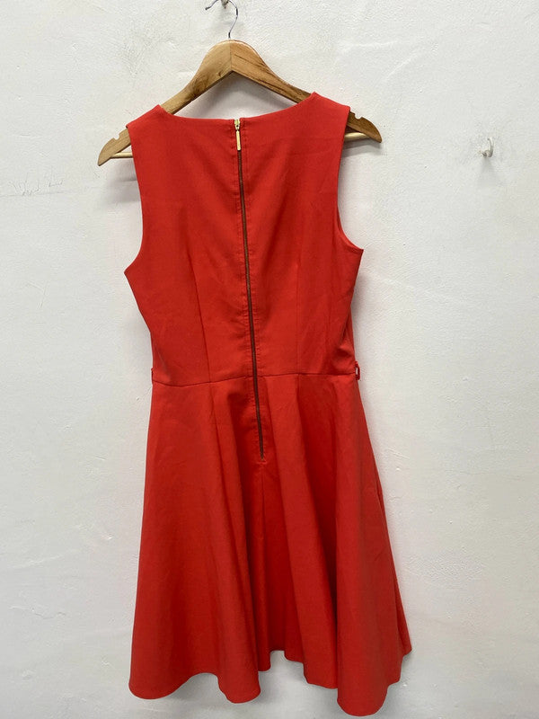 Fab Closet coral fit & flare skater dress Uk 14 classic party KN003