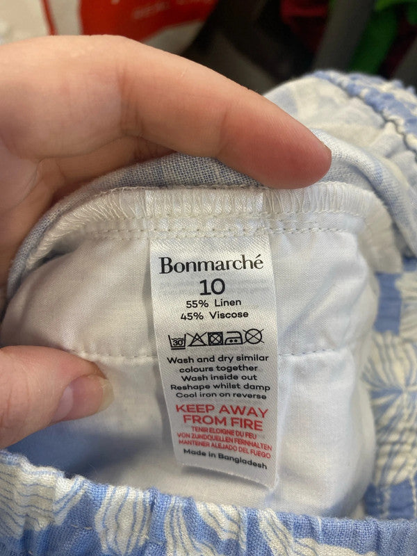 Bonmarche Stylish Light Blue Floral Trousers UK 10 GK002