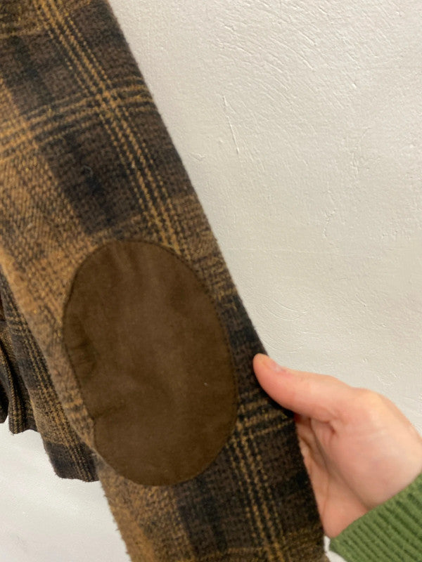 Fabulous Zara wool blend checked blazer UkM gold brown classic KD001