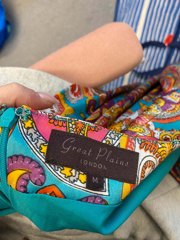 Stunning Great Plains phsycadellic paisley midi dress UK 12 LW005