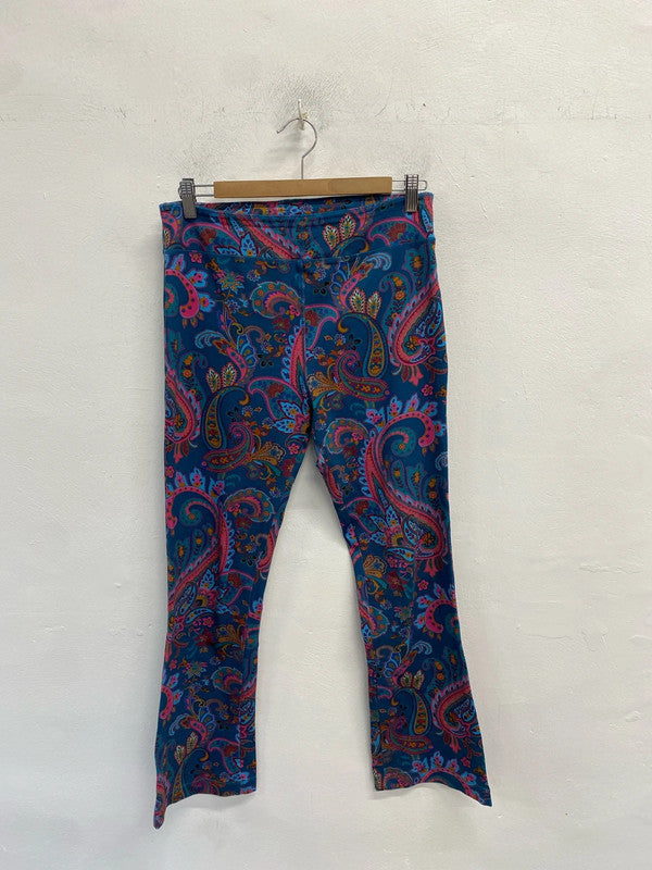 Fabulous funky Joe browns blue pink swirl flare leggings UK 10 MM005