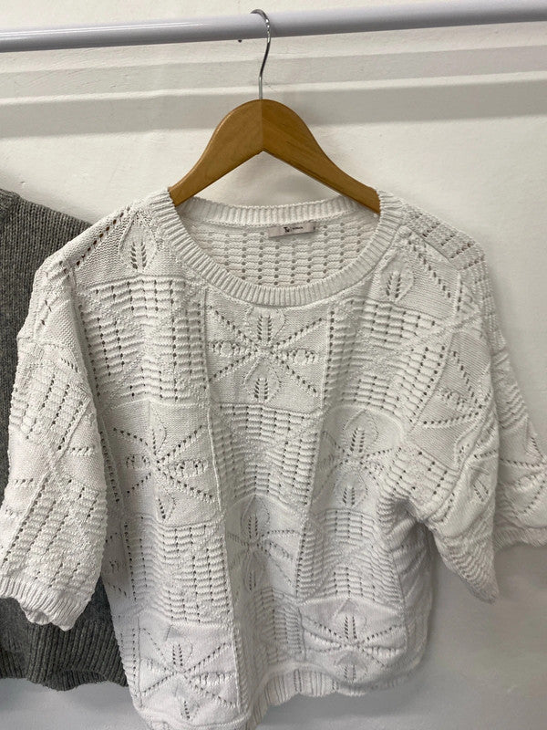 Fabulous trio of crochet knit jumpers Uk12-14 Tu & warehouse #4 LN001