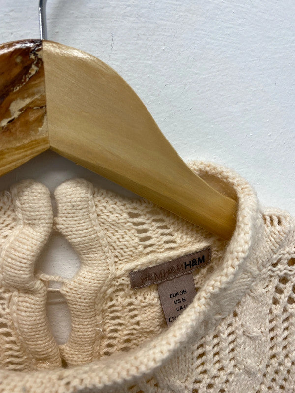 Fabulous Peach crochet knit wool blend jumper Uk10 JB001