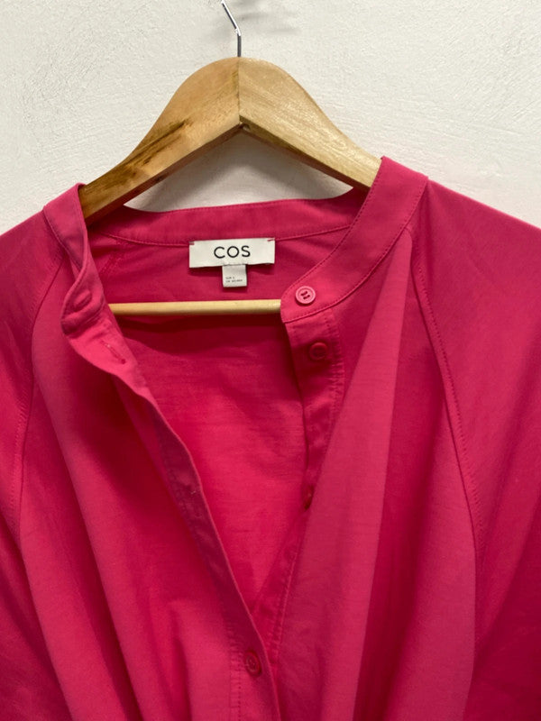 Amazing Cos Cerise Pink oversized loose fit midi shirt dress UkS KD001