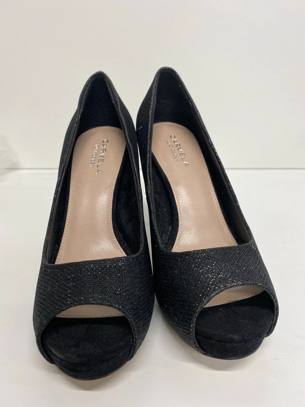 Fabulous Carvela Black peep toe shimmer sparkly party stilletos UK6 LH002
