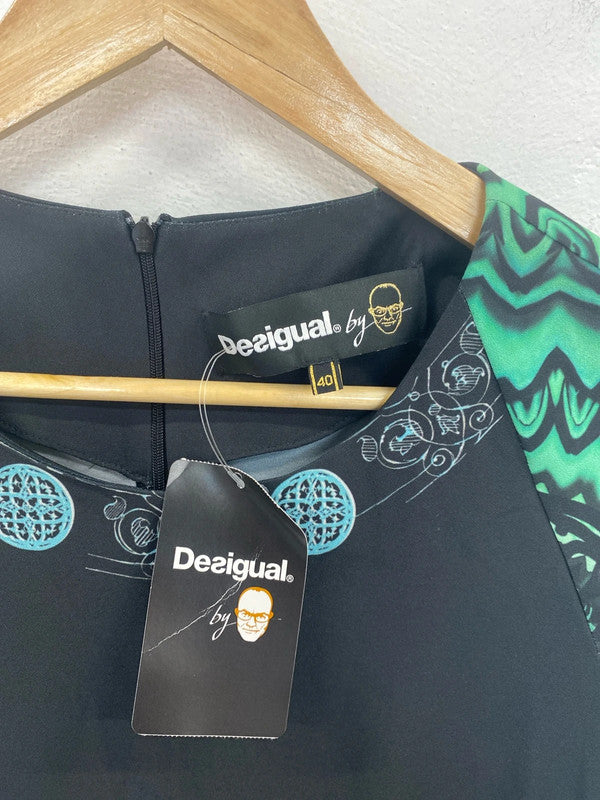 Desigual Artsy Black & Green Mini Dress UK 12 LW005