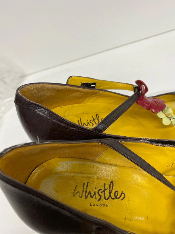 Lovely classic Whistles London leather T bar shoes UK6 LH002