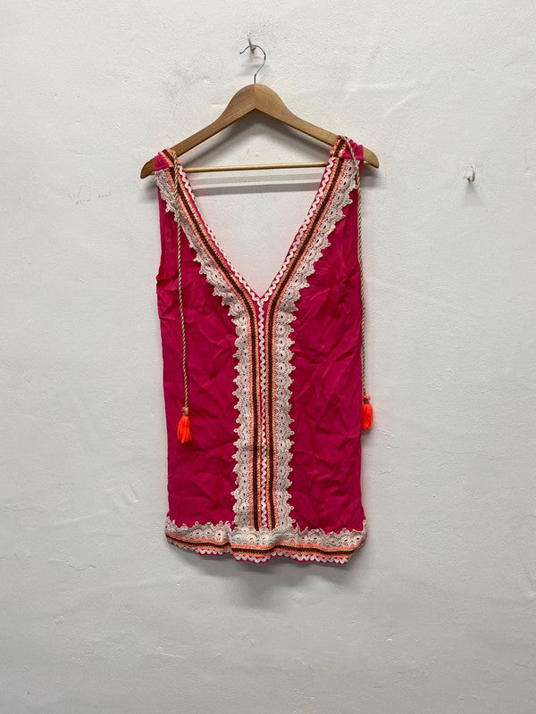 Fabulous River Island Pool cover up UkS/M pink boho chic KM004