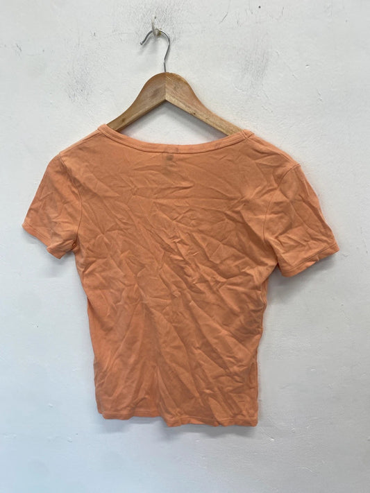 Lovely M&S peach ribbed t shirt UK 12 LW005