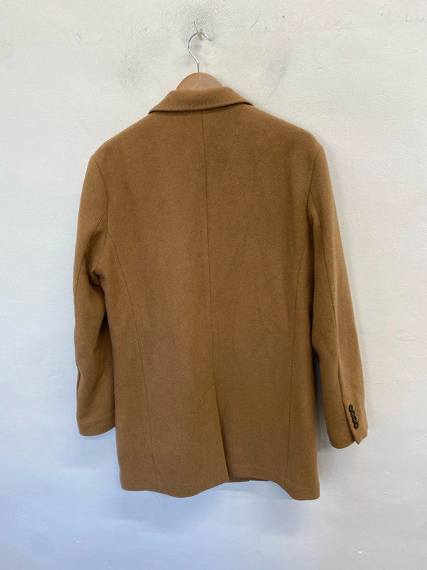 Lovely m&s men’s brown wool blend overcoat UK M CJ001