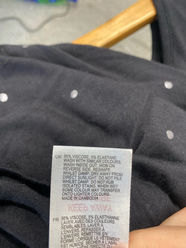 Fabulous White Stuff spotted jersey midi dress Uk12 silver spots SR006