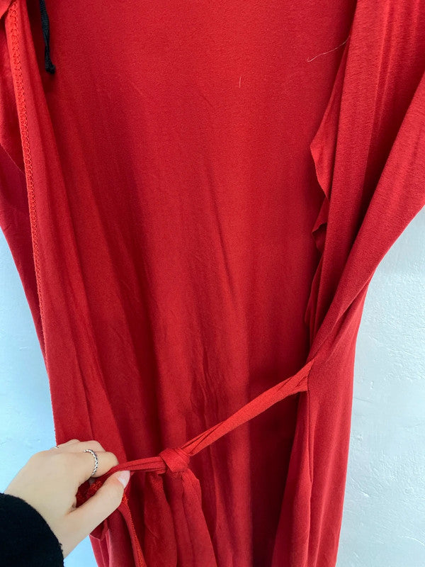 Fabulous evie red frill wrap midi dress UK 12 JB005