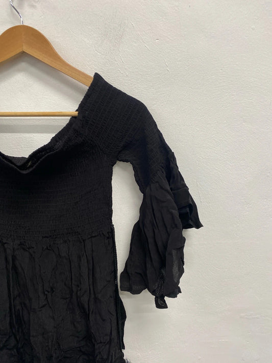 Lovely river island black bardot top UK 8 KM004