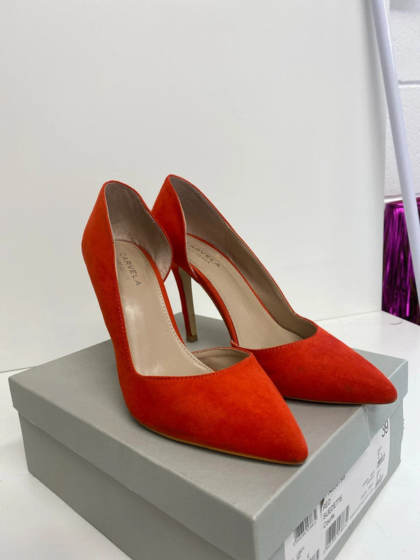 Fabulous Carvela Kurt Geiger rich coral orange high stilletos UK6 NN001