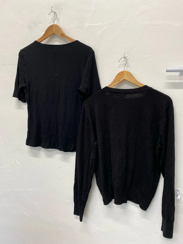 Fabulous Duo of Black knit wardrobe essentials H&M UkL Cardigan & top #22 KM003