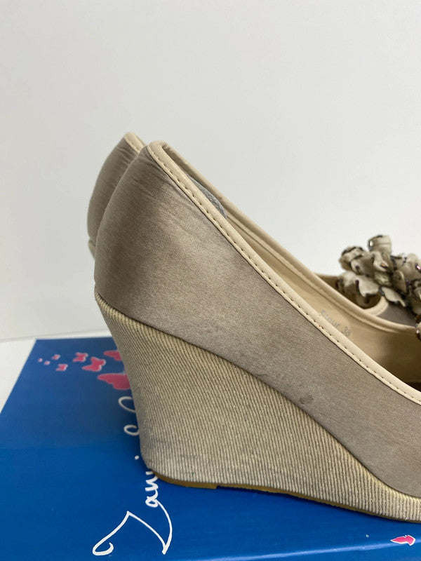 Zanni & Co champagne wedge occasion or events shoe Uk5 Eur 38 GK002