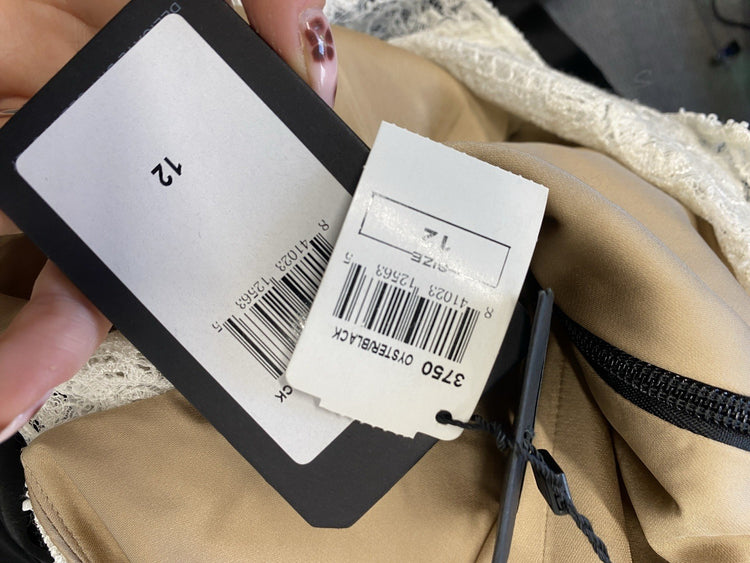 Catherine Deane Oyster Lace Beaded Top & black Trouser Jumpsuit Uk16 BNWT JR004