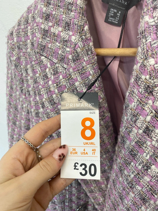 Lovely Primark purple white boucle blazer nwt UK 8 JM008