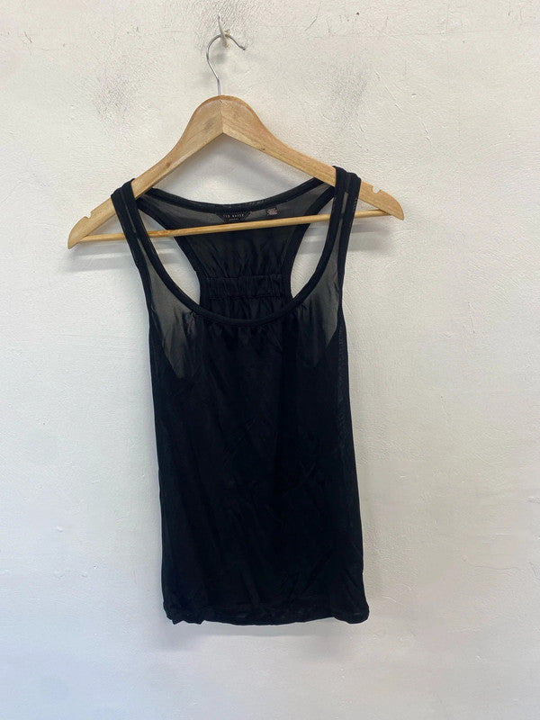 Lovely ted baker black semi sheer vest top UK XS LH002