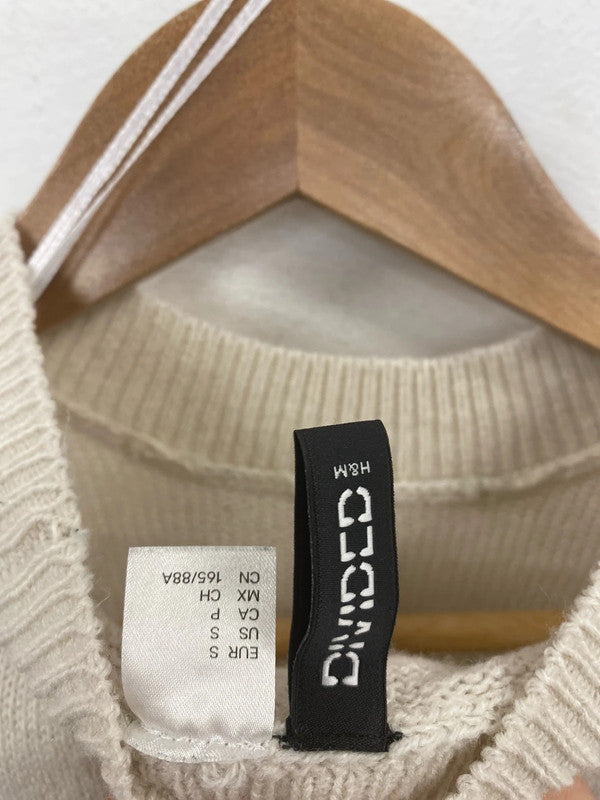 Fabulous Striped cream & black knit jumper oversized UkS NC00