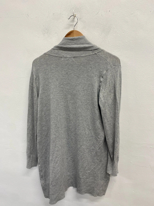Stunning M&S grey longline cardigan cosy UK M HA001
