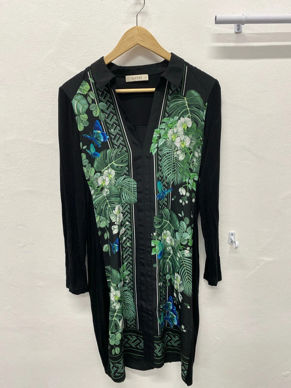 Fabulous Botanical dress black & green by Oasis stunning UkS AG002