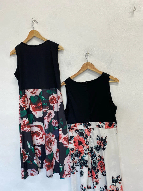 Lovely duo of unbranded floral dresses midi Uk L / XL JB005