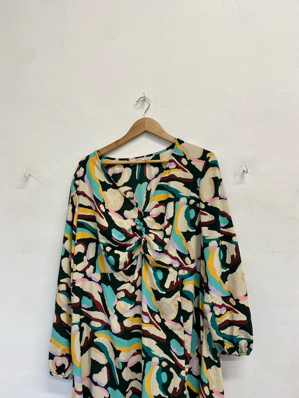 Lovely TU swirl pattern multi colour midi dress UK 22 NC001