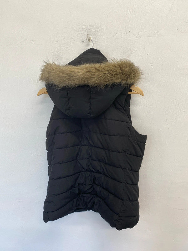 Fabulous Black faux Fur lined Gilet Banana Republic UkL Petite GW001