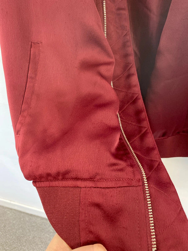Zara Chic Burgundy Bomber Jacket Size M CJ001