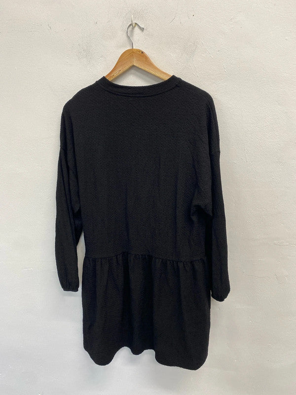 Lovely Bershka textured long sleeve mini dress UK L KS002