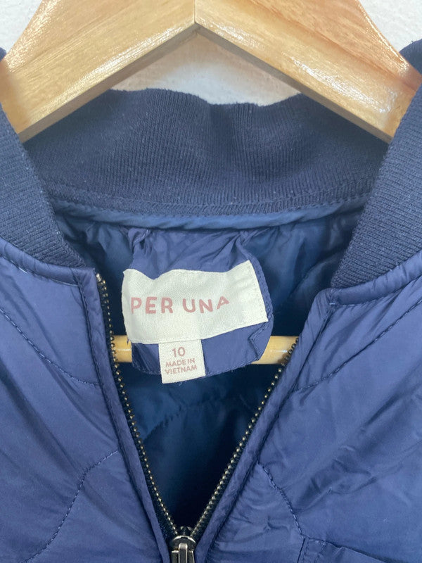 Per Una Stylish Navy Quilted Longline Puffer Jacket UK 10 JP001