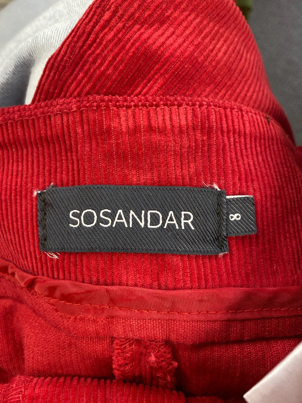 Sosandar Cherry Red Stylish Corduroy A-line Skirt UK 8 AG006