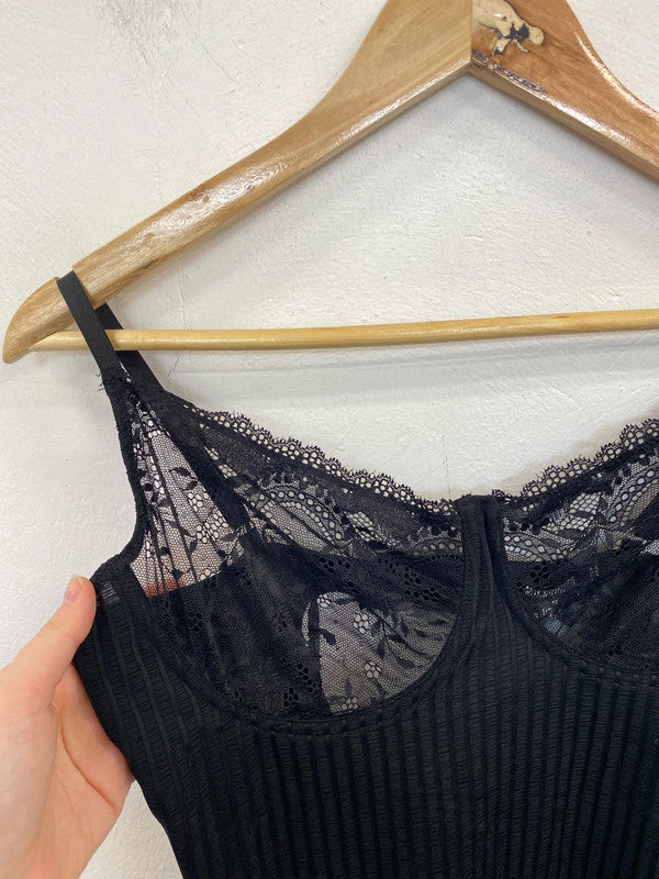 Missguided Gorgeous Black Lace Slip Lingerie UK 12 PJ001