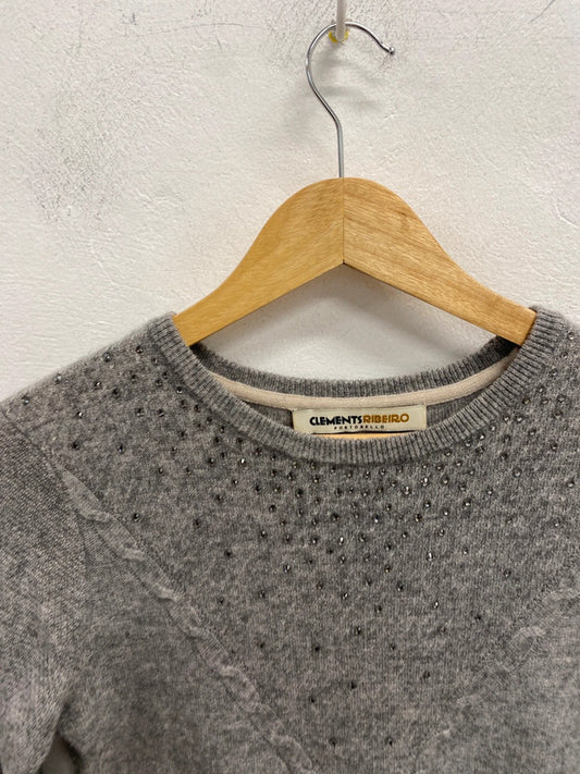 Lovely clements ribero grey sparkle jumper dress cash wool blend UK M AG006