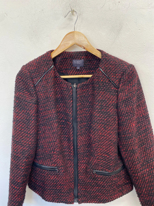 Lovely m&s burgundy black textured jacket UK 14 AO001