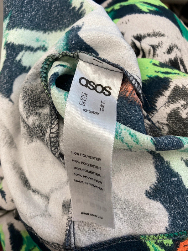 Lovely asos rose green midi grey dress UK 14 MD002