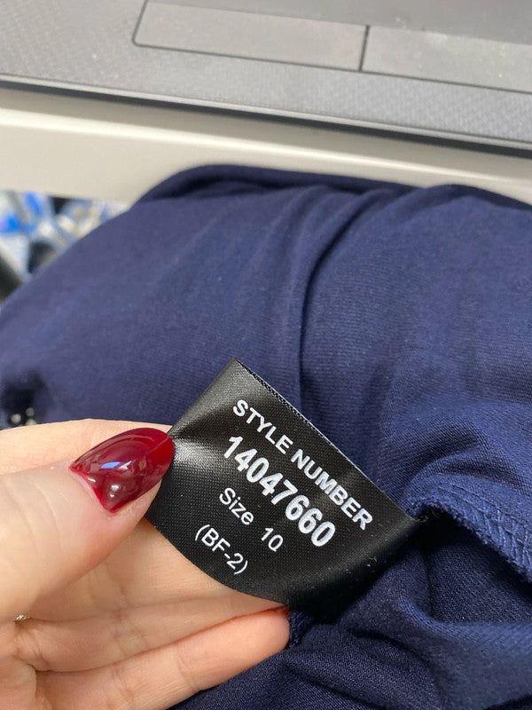 Lovely Roman broderie navy maxi dress UK 10 AO001