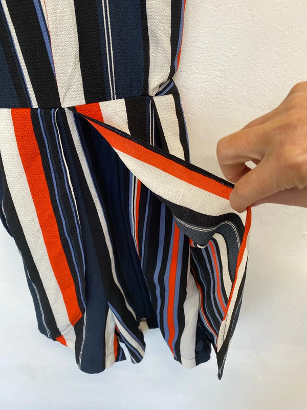 Fab A X Paris striped Playsuit sunset vibes Uk14 crepe GW001